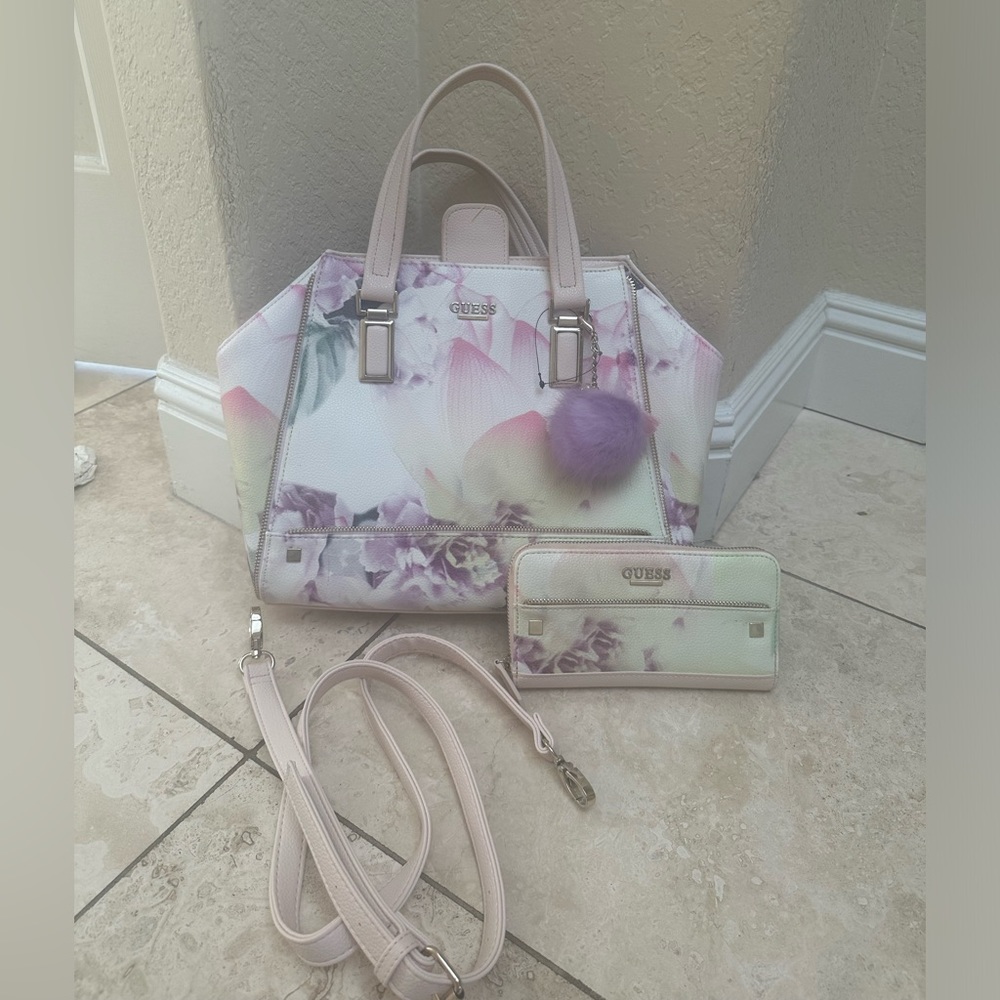 Sold out seasonal Guess bag with strap and matching wallet